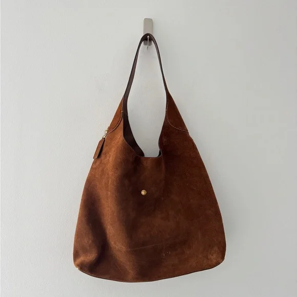 COACH Suede Brooklyn Shoulder Bag 39 in Warm Brown - Picture 7 of 13